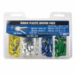 Best Pirce ✔️ Everbilt 202-Piece #4-#16 x 7/8 in. x 1-1/2 in. Plastic Ribbed Anchor Pack with Screw 👏